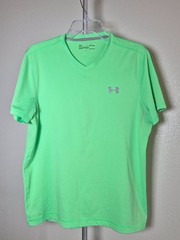 Under Armour UA Tech V-Neck T-Shirt Men’s/Unisex M Neon Green HeatGear Active