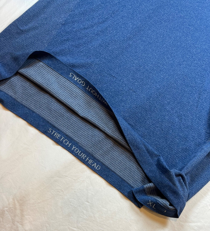 Lululemon Mens XL Metal Vent Tech Short Sleeve Heathered Blue Stretch Sports Gym gallery