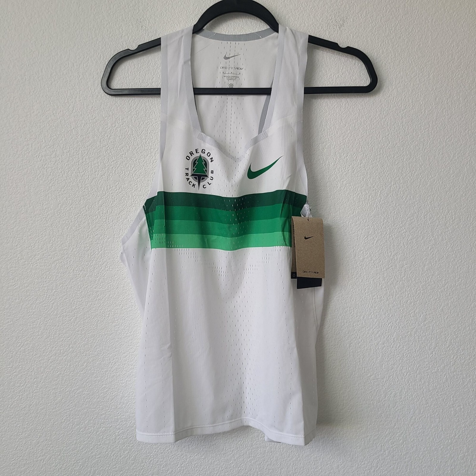 Nike Dri-Fit ADV Oregon Track Club Singlet Tank DR5812-100 Size M White Green gallery