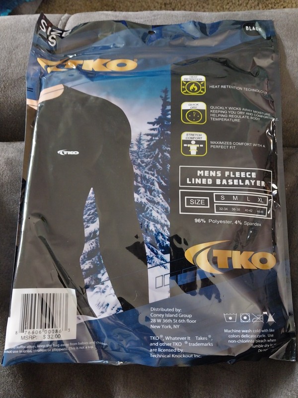 TKO Men's Performance Base Layer Quik Dry Shirt Fleece Lined (Small) gallery
