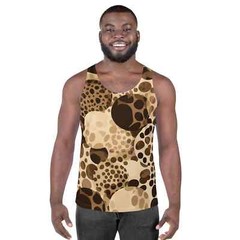 Mens Stretch Fit Tank Top – Beige Brown Spotted Print
