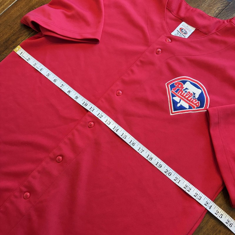 Philadelphia Phillies Jersey Mens XL Red MLB Baseball Button Front True Fan gallery