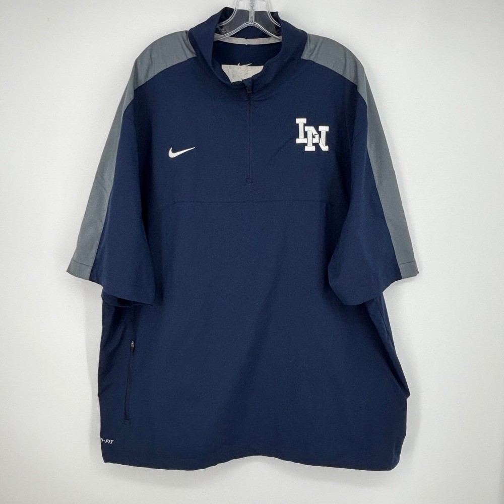 Nike Mens XXL Pullover Wind Shirt Navy Blue Lake Nona Lions Florida Short Sleeve
