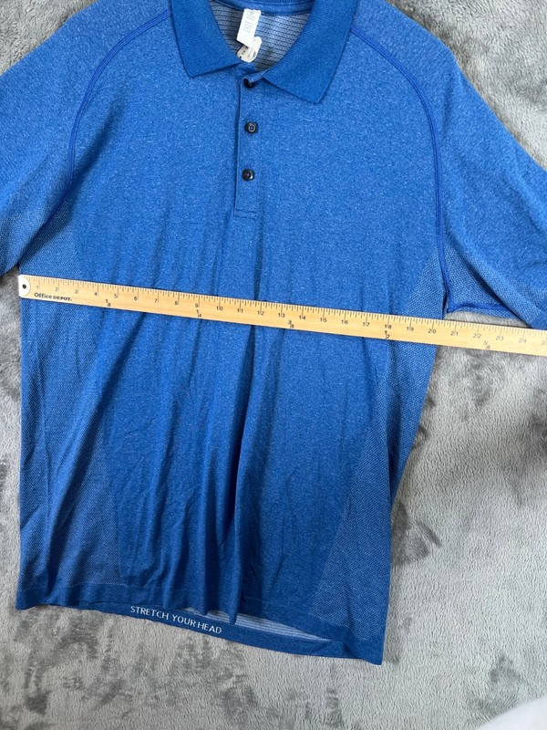 Lululemon Metal Vent Tech Polo Shirt Mens XL Blue Heathered Short Sleeve Golf gallery