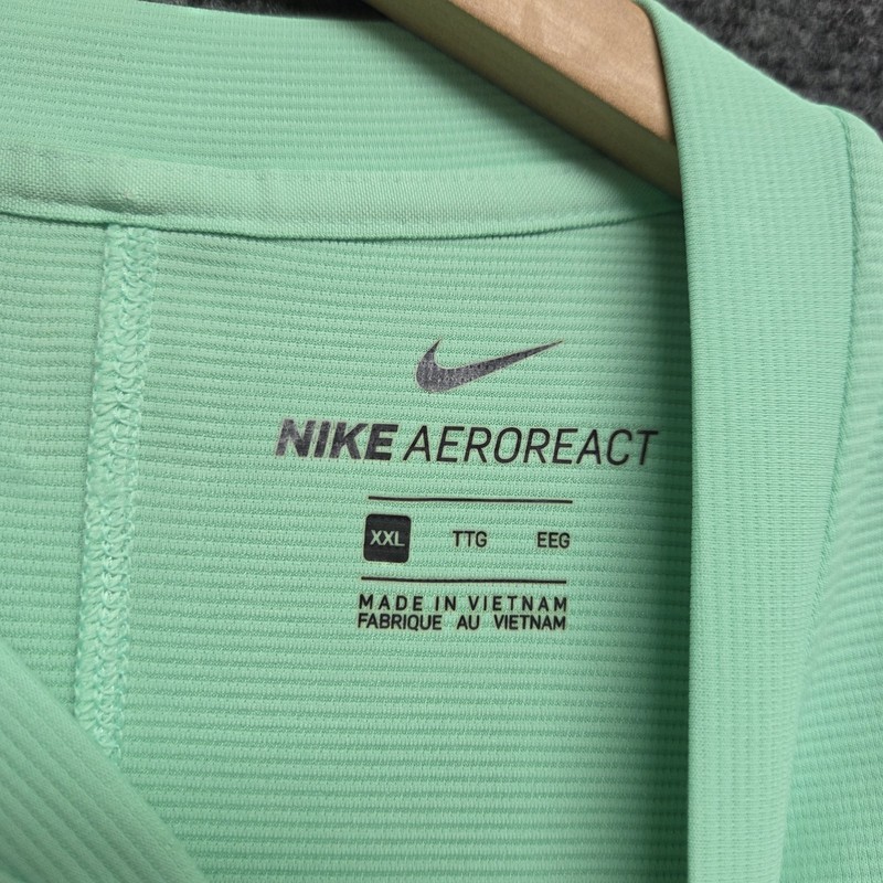 Nike Shirt Mens 2XL Mint Green Golf Tiger Woods AeroReact Mock Blade Polo BV1315 gallery