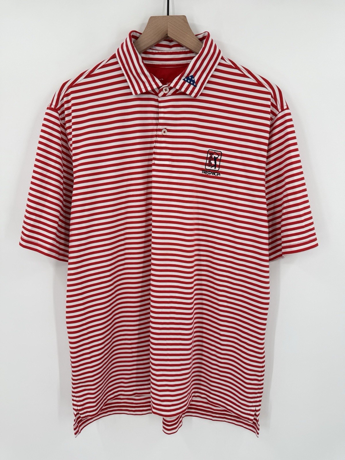Fairway Greene Tech TPC PRESTANCIA Polo Shirt Mens XL Red White USA Golf Stretch gallery