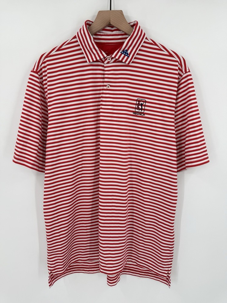 Fairway Greene Tech TPC PRESTANCIA Polo Shirt Mens XL Red White USA Golf Stretch