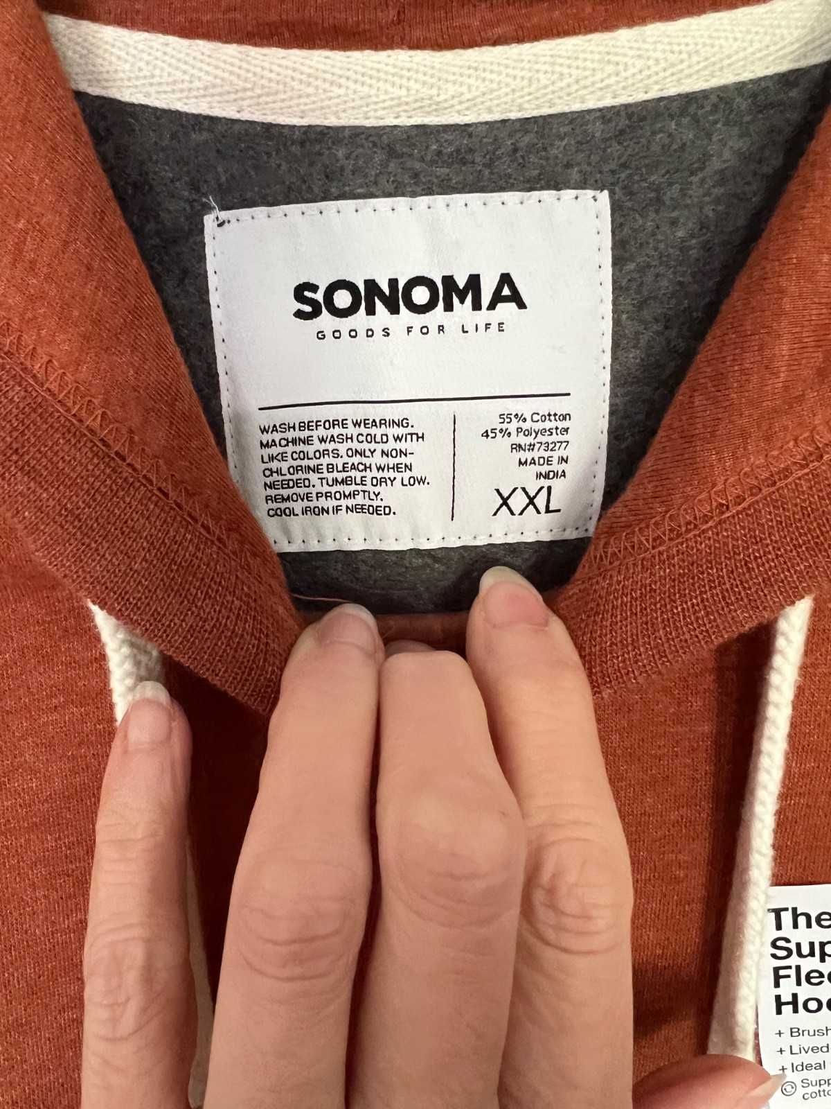 NWTs Sonoma Super Soft Fleece Hoodie Men's Size XXL. gallery