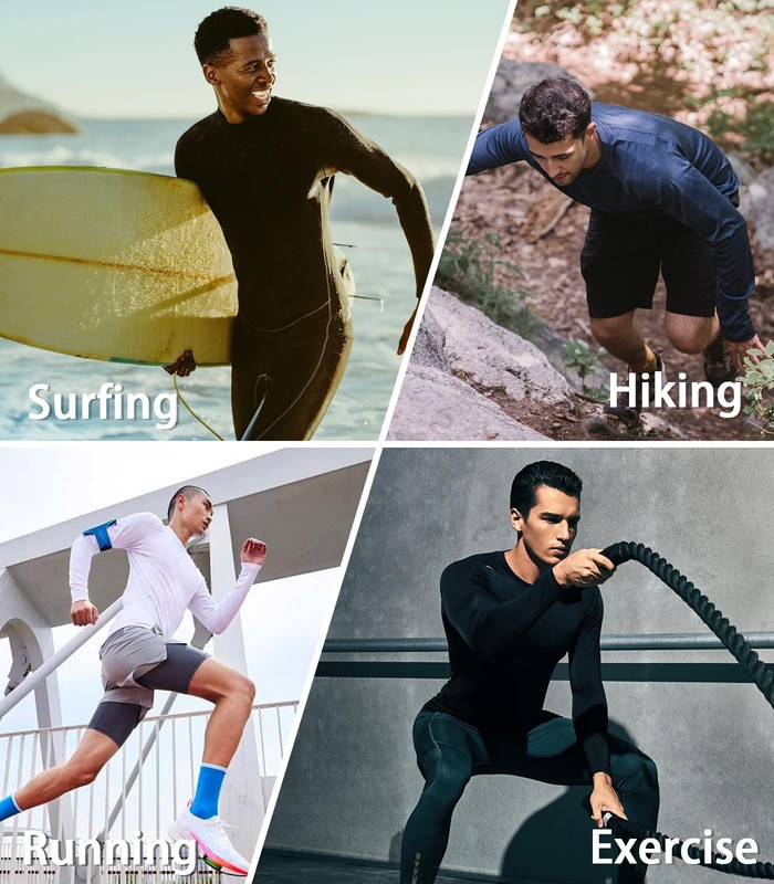 Men's Sun Protection Shirts UPF 50+ Long Sleeve Swim Rash Guard Shirt Running... gallery