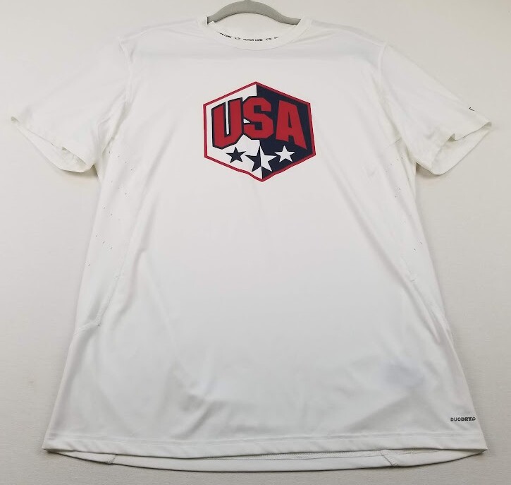 USA Champion Activewear T Shirt Men’s Large Red White Blue Short Sleeve Gym Tee gallery