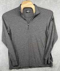 Straight Down Gray Performance 1/4 Zip LS Shirt Pine Island CC Men’s Size M