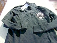 NWT 47, top buttoned pullover, men’s L, black, Bruins, 100% cotton