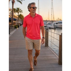 Pebble Beach Coral Textured Polo Shirt Performance Golf Resort Men’s M Sporty