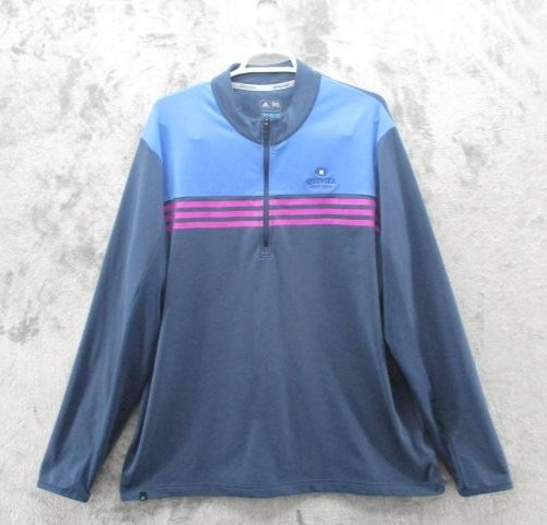 Adidas Shirt Mens XL Blue 1/4 Zip Climacool Golf Pullover Quivira Club Striped
