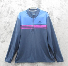 Adidas Shirt Mens XL Blue 1/4 Zip Climacool Golf Pullover Quivira Club Striped