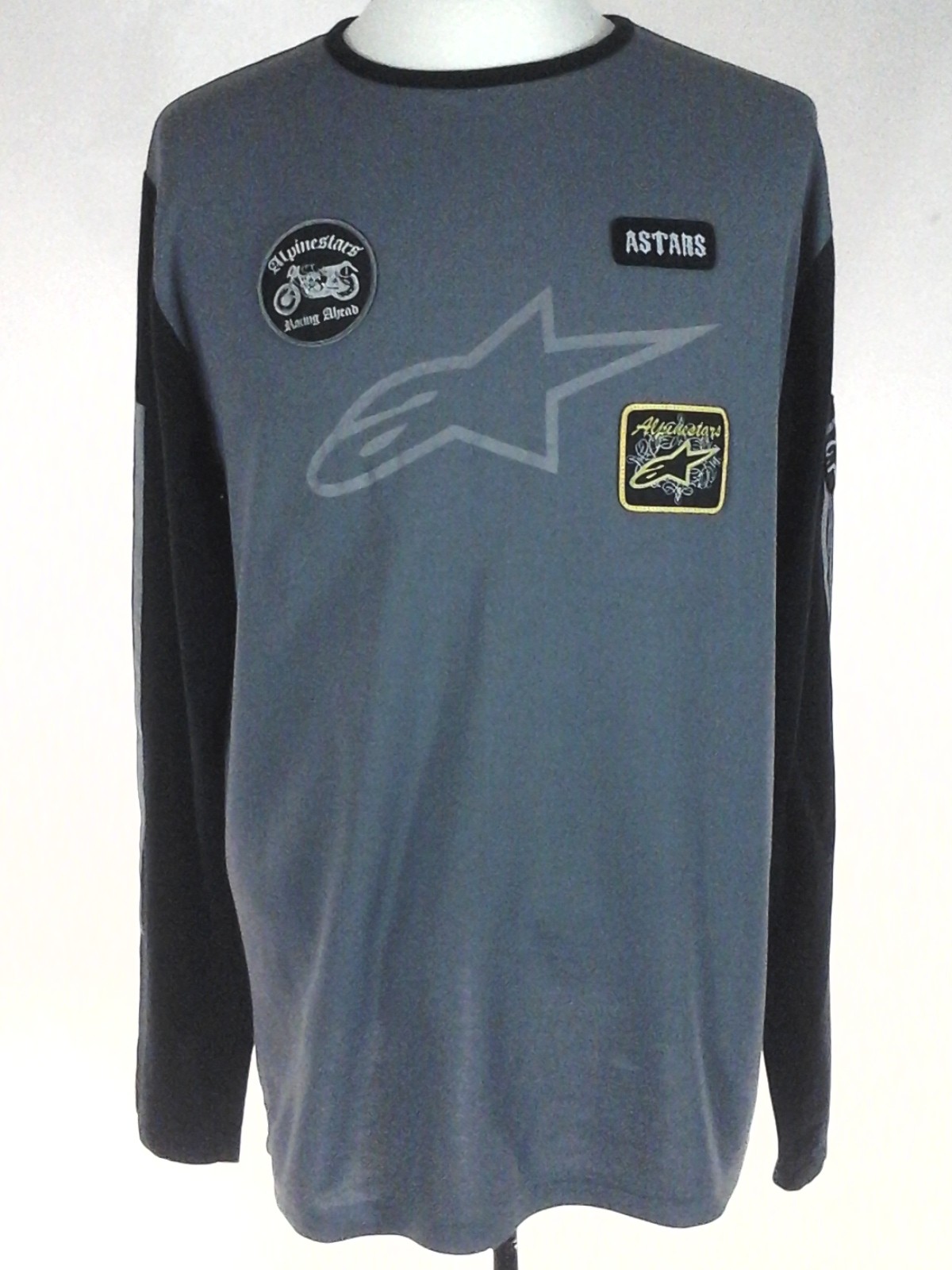 ALPINE STARS Shirt Racing Patches Gray Black Premium Slim Fit Logo Mens L RARE gallery