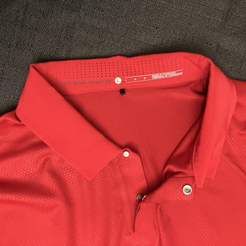 Nike Golf Tiger Woods Velocity Max Embossed Polo 716715 687 Sunday Red Sz L gallery