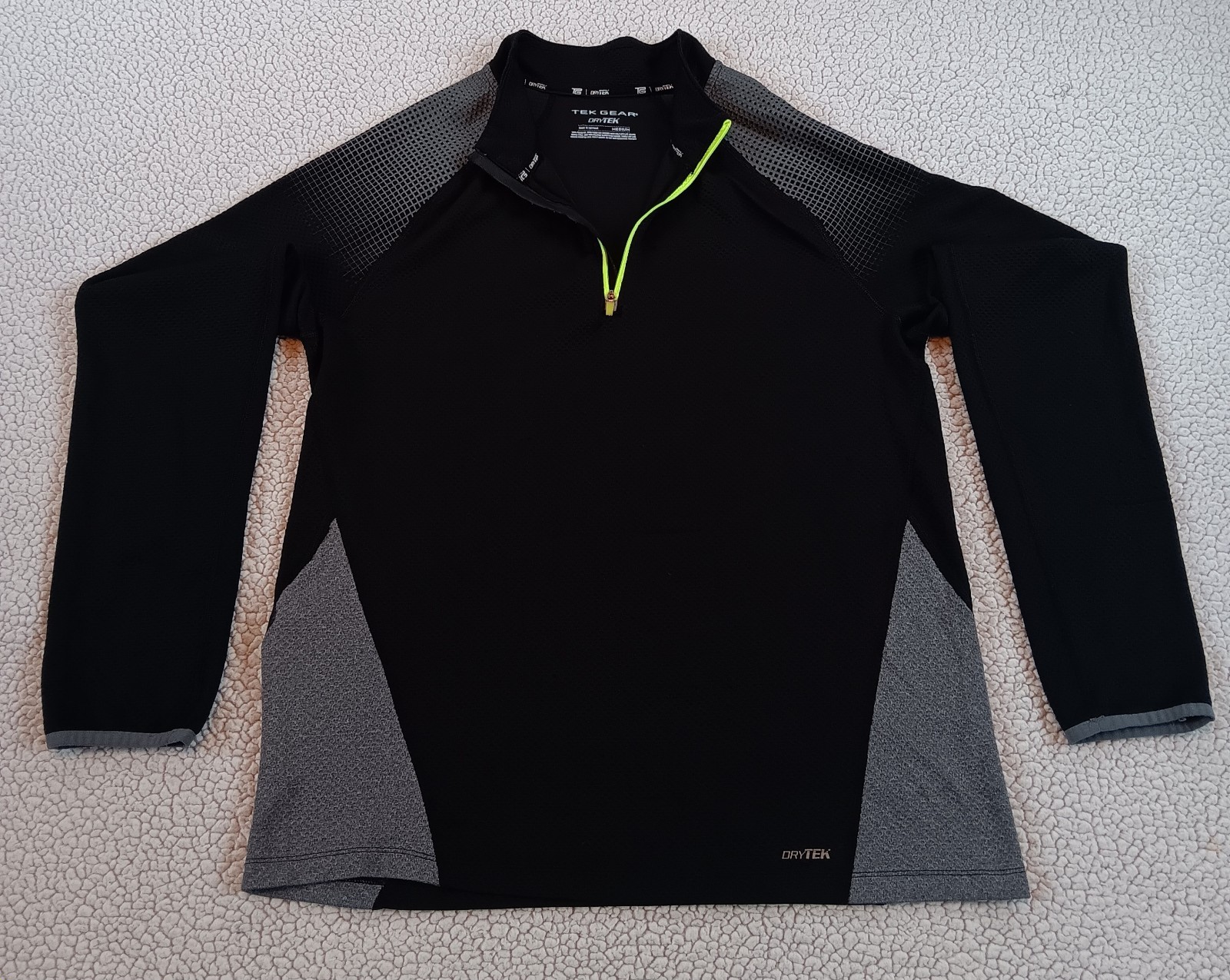 Tek Gear Mens Long Sleeve Shirt Black Quarter Zip Drytek Performance Athletic gallery