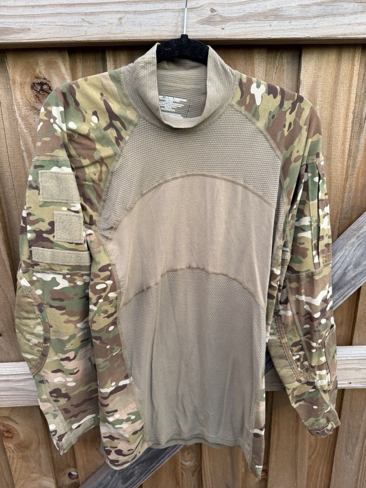 Army Combat Shirt Mens Large Green Camo Multicam Flame Resistant FR Military