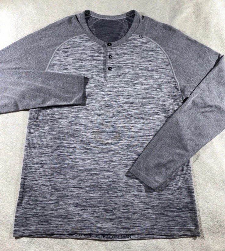 Lululemon Metal Vent Tech Henley Shirt Mens L Gray Long Sleeve Athletic Button gallery