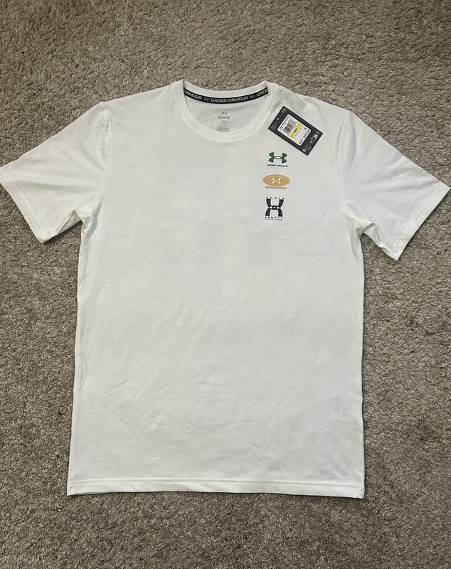 Under Armour Men's 60/40S Evol Logo Short Sleeve Tee, White/Midnight Navy Medium gallery