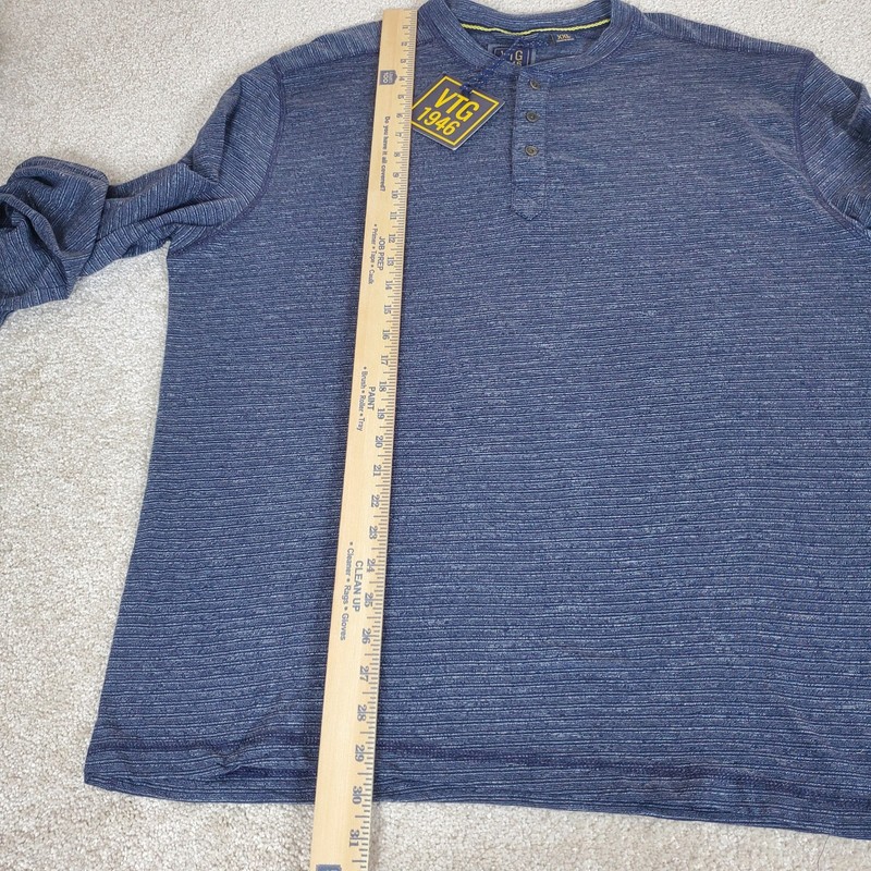 VTG 1946 Men's Pullover Henley Shirt Size 2XL XXL Blue Heather Long Sleeve NWTG gallery