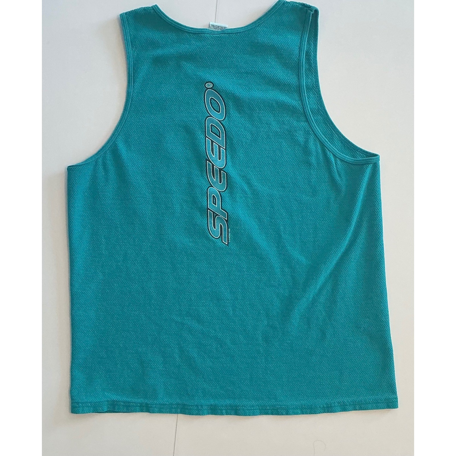 VTG USA Made Speedo Teal Mesh Athletic Tank Top Mens XL 90s Gym Workout gallery