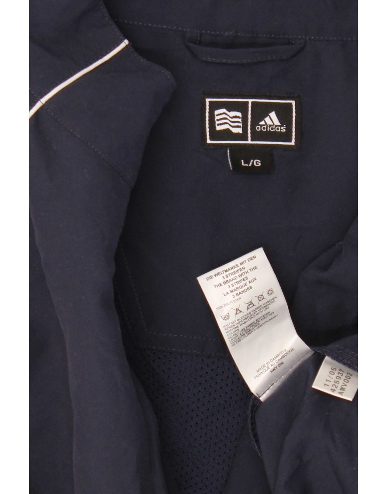 Adidas Mens Clima Proof Zip Neck Pullover Tracksuit Top Large Navy Blue AP06 gallery