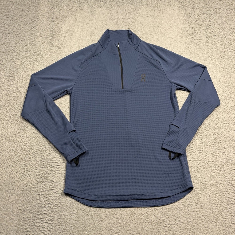 On Cloud Running Climate Shirt 1/4 Zip Pullover Mens Size Small Blue Long Sleeve