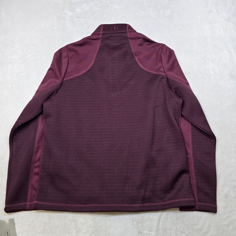 PGA TOUR Thermal 1/4 Zip Golf Pullover Mens Small Burgundy Stretch Warm $85 NEW gallery