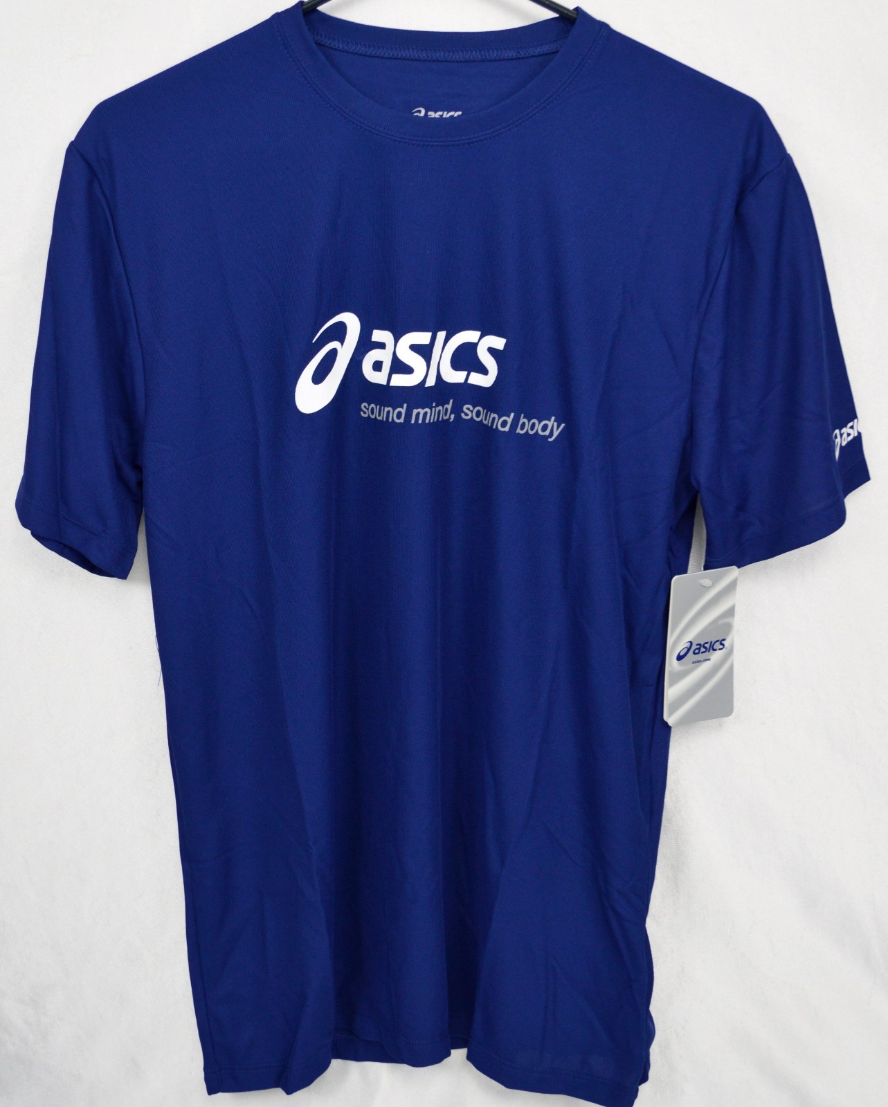 Men's ASICS "Sound Mind,Sound Body" Blue Polyester Athletic T Shirt -NEW -Small gallery