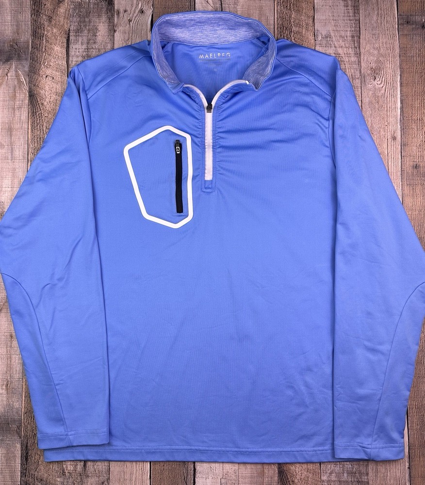 Maelreg Performance 1/4 Zip Pullover Men’s L Blue Stretch Athletic Top