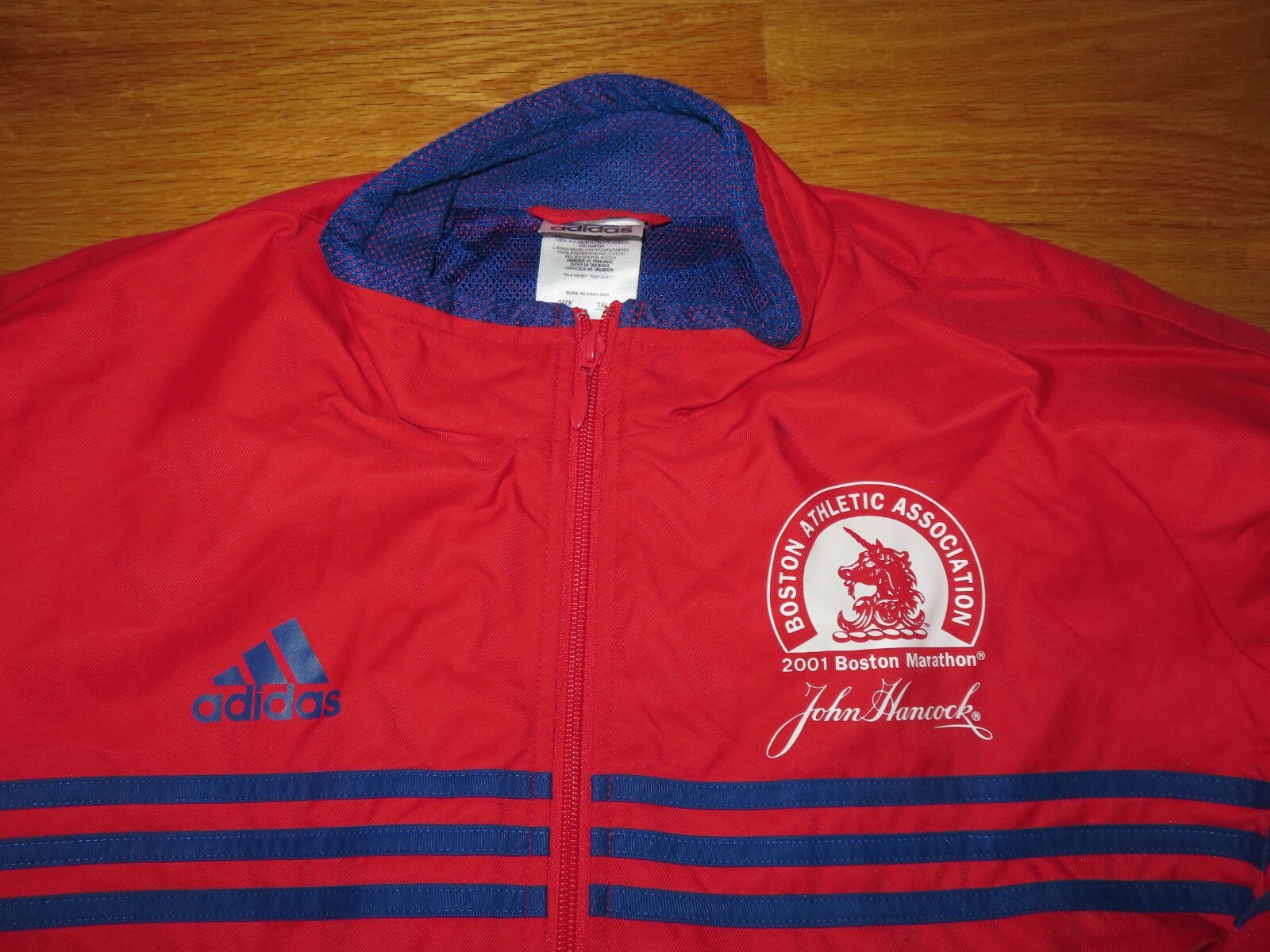 April 2001 Adidas 105th B.A.A. BOSTON MARATHON (LG) Heavy Running Jacket RED gallery