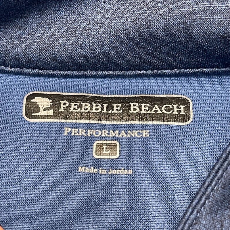 Pebble Beach Top Mens Large Blue Performance Golf Mock Neck Quarter Zip Athletic gallery