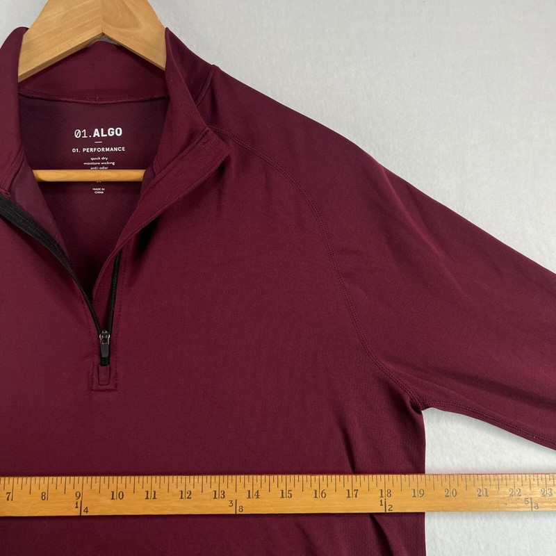 01.ALGO Performance 1/4 Zip Pullover Mens Medium Dark Red Maroon Quick Dry UV gallery