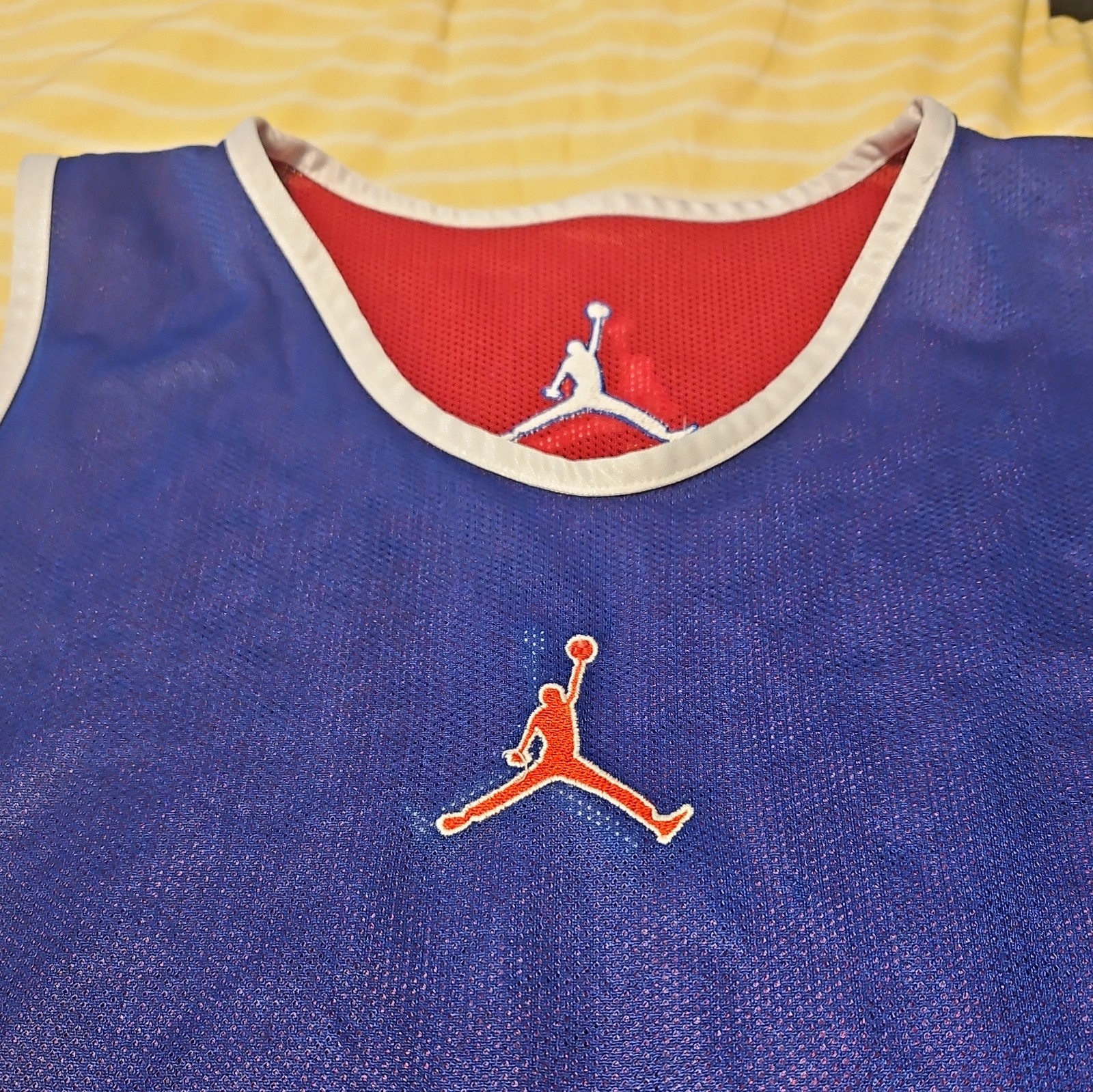 Jordan Air Jordan Men’s L Blue/Red/White Mesh Breathable Logo Jersey gallery