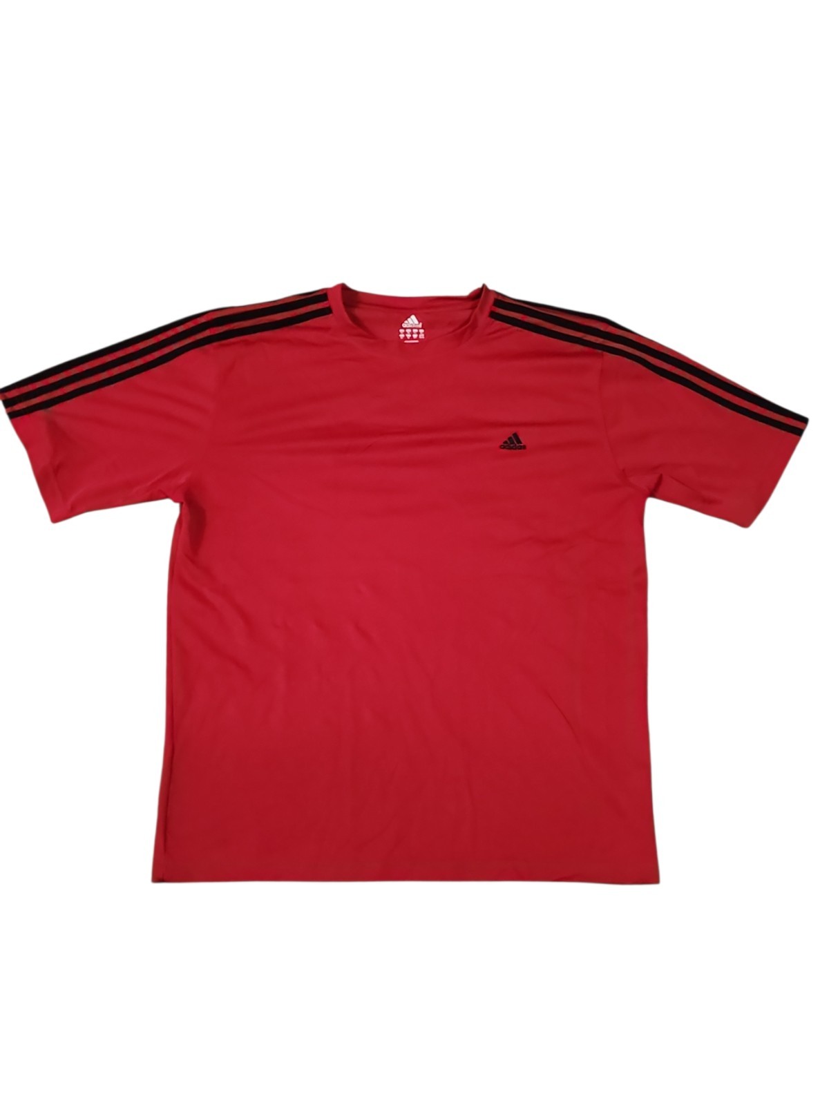 Adidas Shirt Men's XL Red 3 Stripes Short Sleeve Performance Tech Active 360 gallery