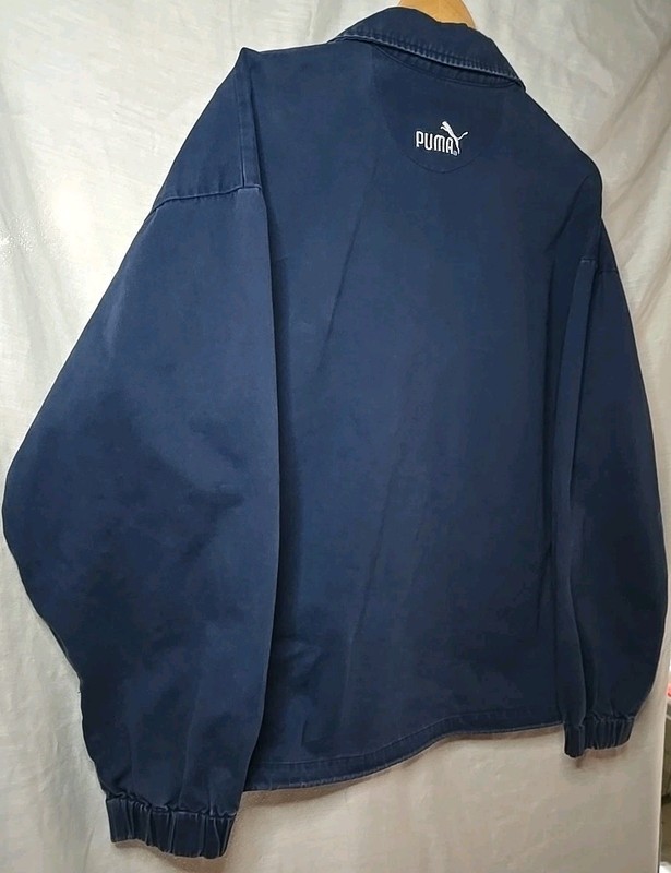 Vintage 90s Puma Blue Half Zip Pullover Jacket Big Logo Anorak Read Desc gallery