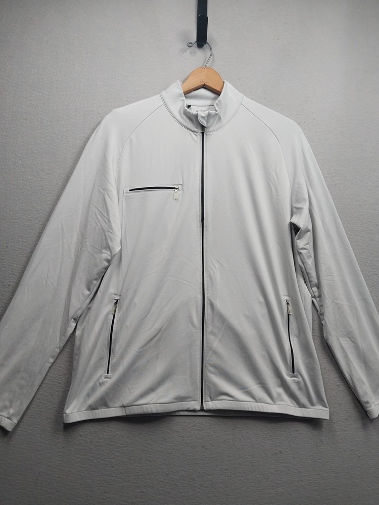 ADIDAS GOLF CLIMALITE Shirt Mens Large Gray Long Sleeve Full Zip Zip Pockets