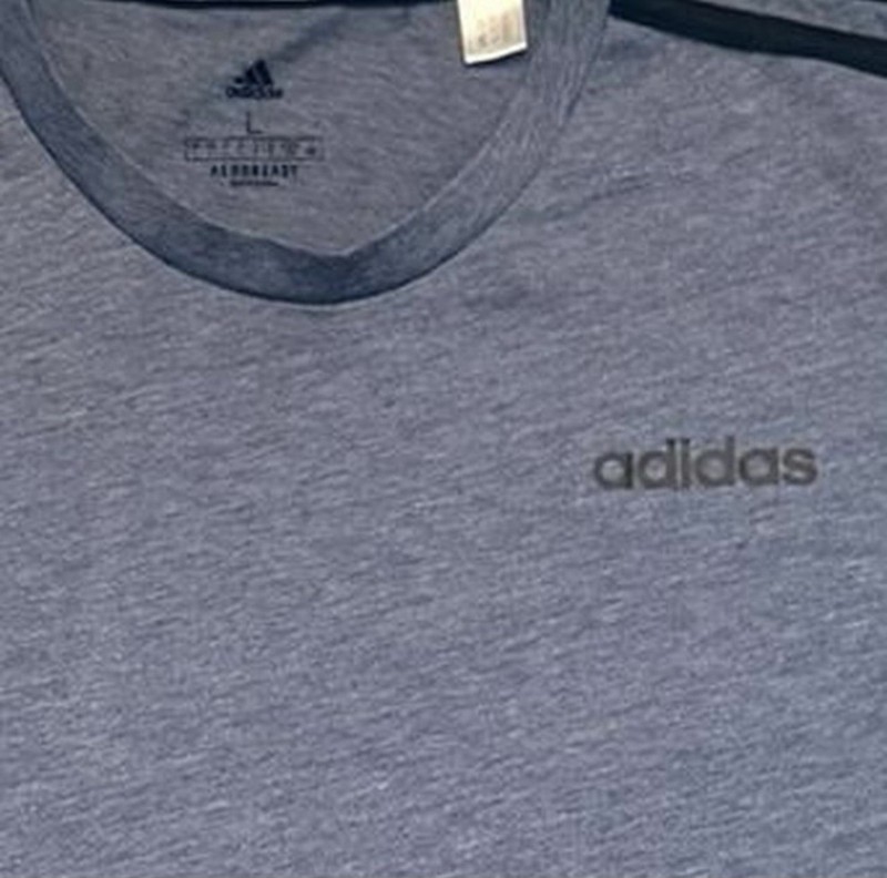 Adidas Aeroready Men’s Athletic T-Shirt Gray 3-Stripe Training Gym Size L gallery