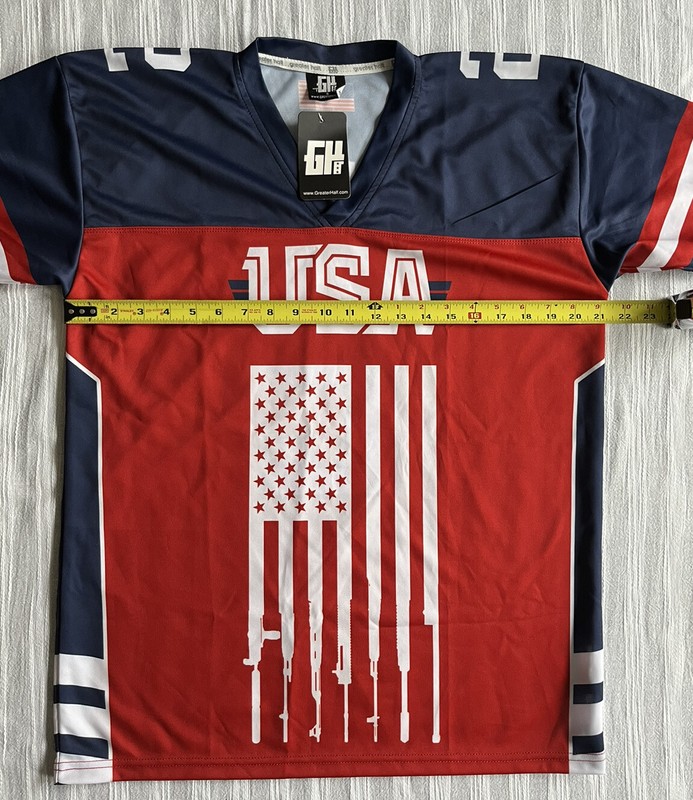 Greater Half US American Flag Second Amendment Jersey Style Shirt Small (21x29) gallery