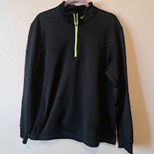 Nike Golf Tour Performance Therma-FIT Mens Large Black Neon Green Quarter Zip gallery