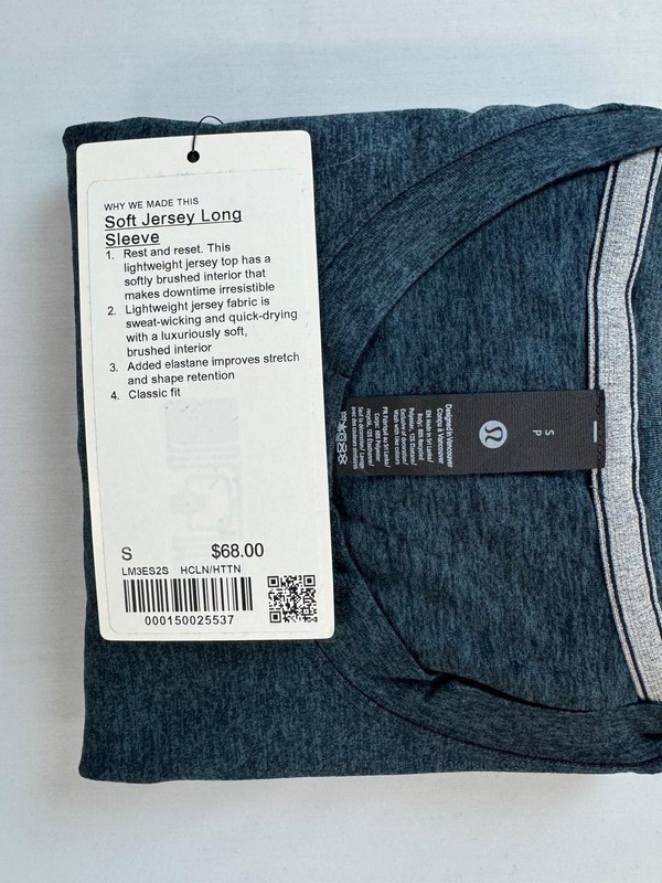 lululemon Soft Jersey Long-Sleeve Shirt Heathered Classic Navy. Size S. (NWT) gallery