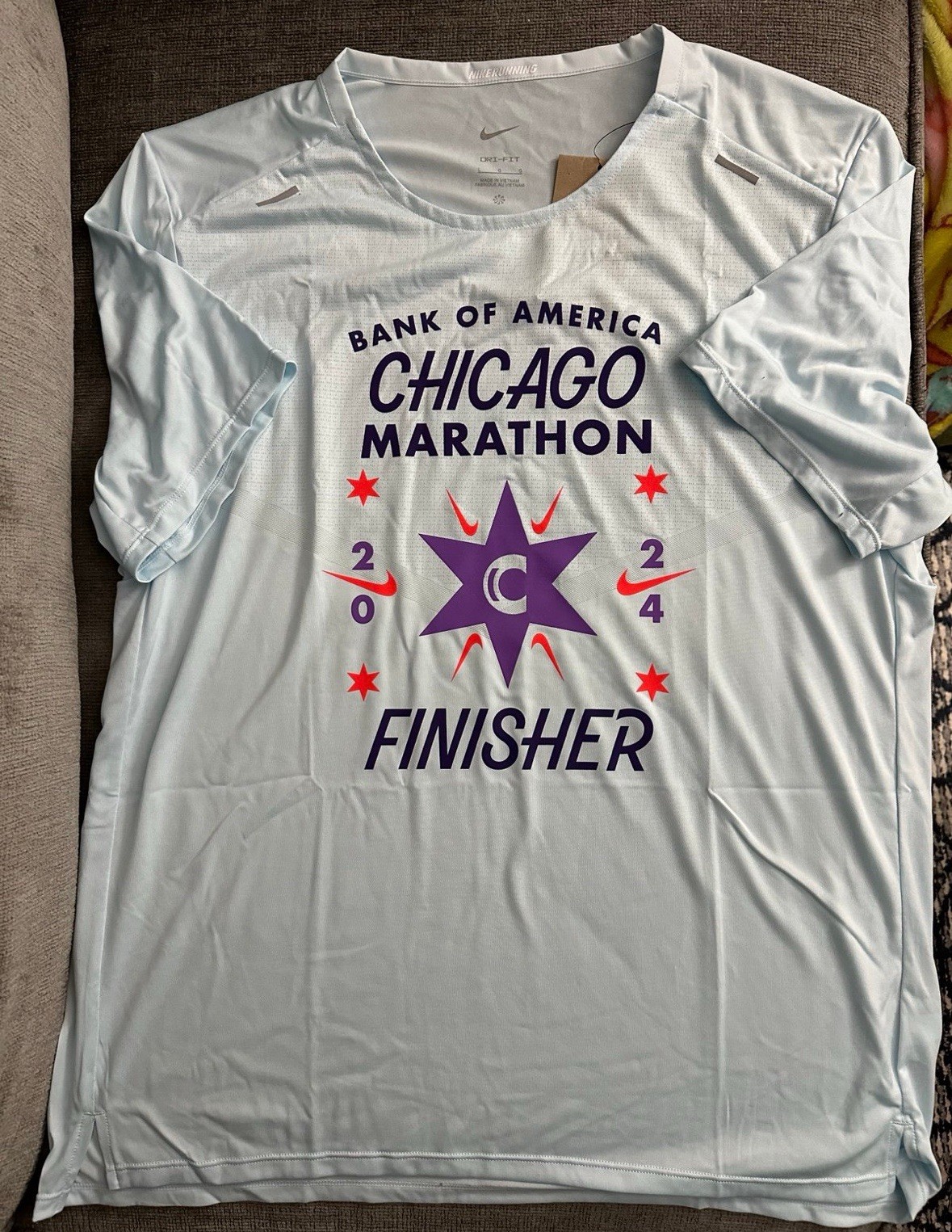 Nike Chicago Marathon Finisher Running T-shirt Mens MEDIUM M Blue 2024 NWT gallery