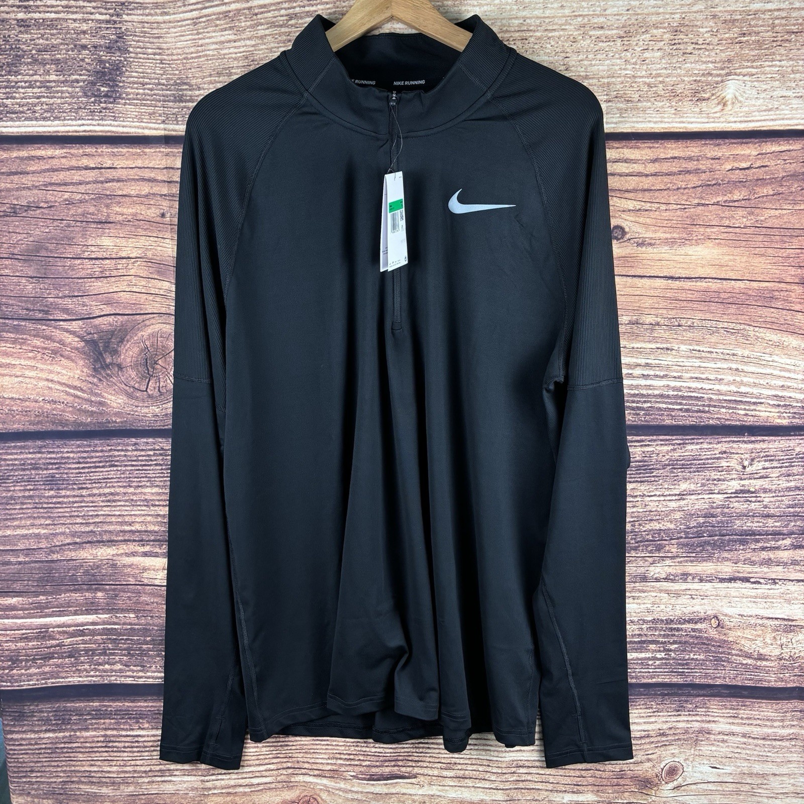 Nike Dri-Fit Element 2.0 Men's 1/2 Zip Running Top Black Silver Swoosh XL NWT gallery