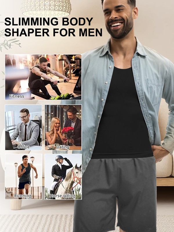 Men Gynecomastia Slim Shaper Compression Vest Tummy Chest Control Undershirt gallery