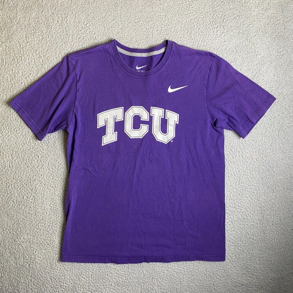 Nike TCU Texas Christian University T Shirt Mens Medium Purple Horned Frogs NCAA