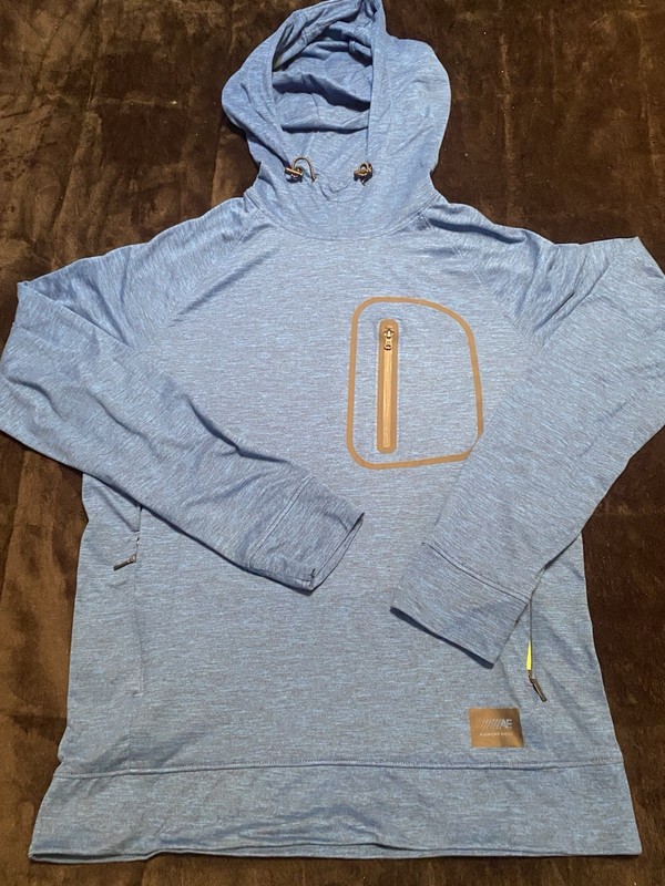 AE Men’s Small Blue Long Sleeve Flex Activewear Top With Pockets And Hood gallery