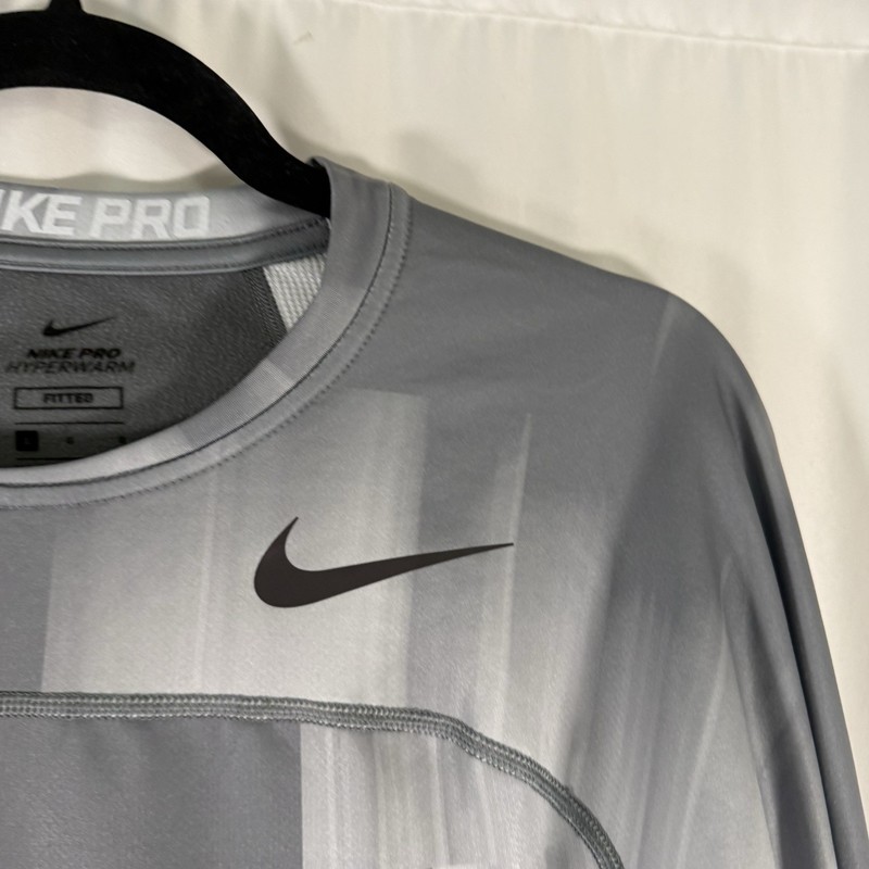 Nike Pro Hyperwarm Fitted Shirt Men's Large Grey Long Sleeve Fleece Lined gallery