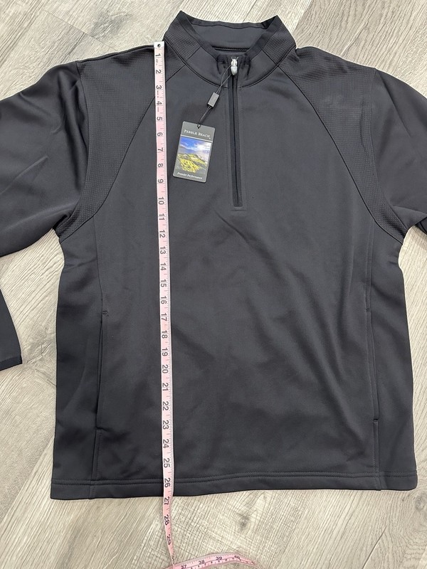 Pebble Beach Performance Men’s Preppy Quarter Zip Black Small Golf Pullover NWT gallery